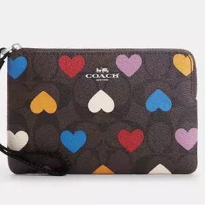 Coach Heart Pattern Multi-Colored Hearts Wristlet! New with Tags! So Cute!